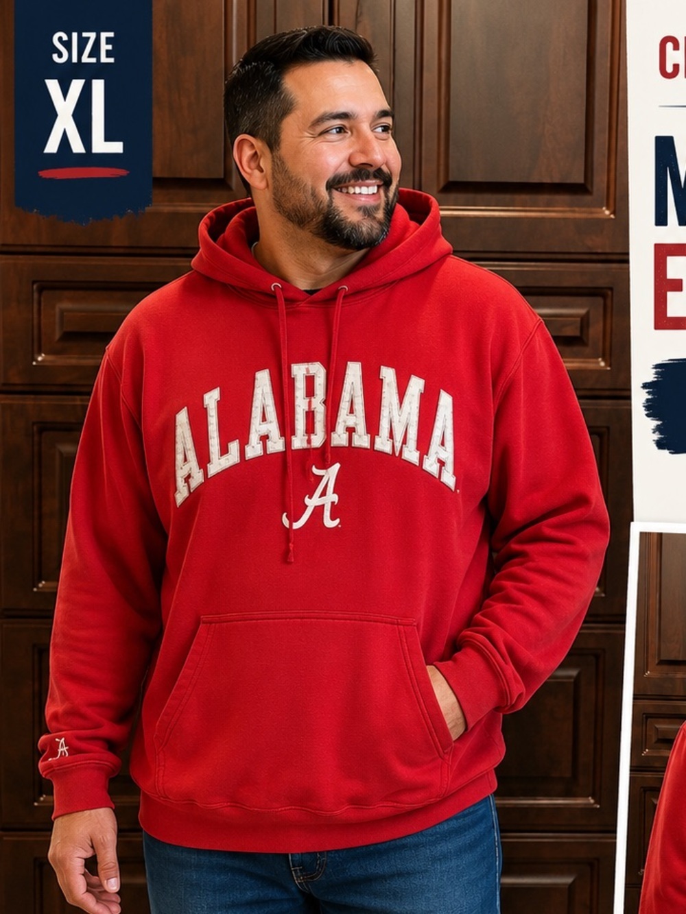 ROYCE APPAREL Alabama college Red Pullover Hoodie Sweatshirt - Mens XL